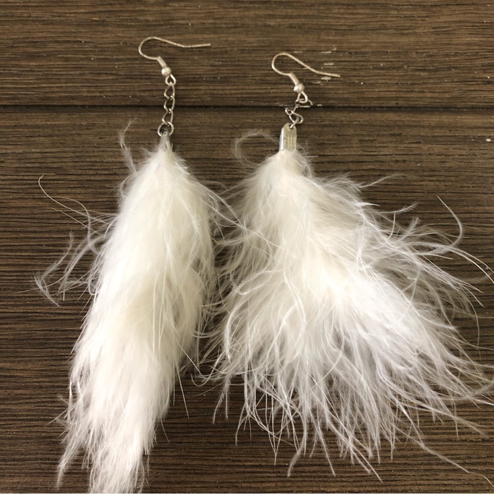 White Boa fishhook earrings